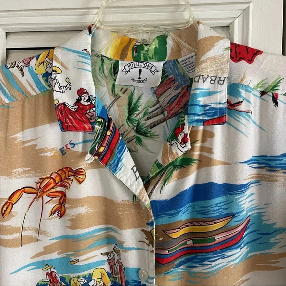 Vtg Solutions Original Hawaiian Islands Shirt Bahamas Barbados Antigua Large - Picture 4 of 15